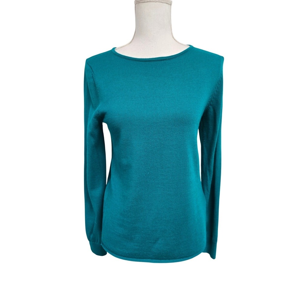 Celtic & Co 100% Extra Fine Merino Wool Crewneck Sweater Teal Green‎ Womens Sz S